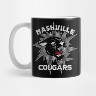 Nashville Cougars Retro Team 1970's Style Black and White Design Mug